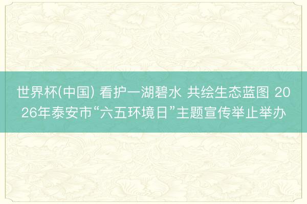 世界杯(中国) 看护一湖碧水 共绘生态蓝图 2026年泰安市“六五环境日”主题宣传举止举办