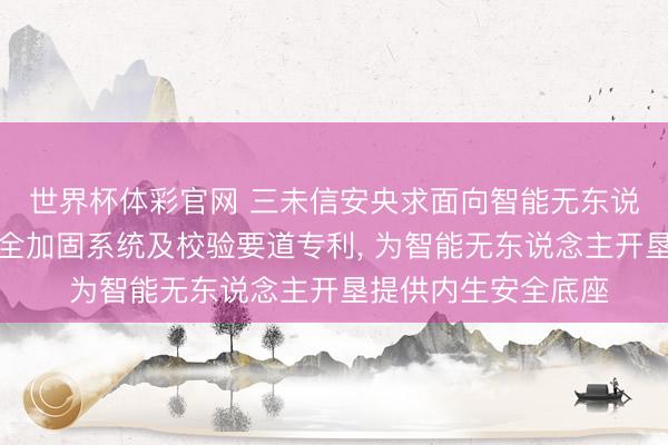 世界杯体彩官网 三未信安央求面向智能无东说念主开垦的教导安全加固系统及校验要道专利， 为智能无东说念主开垦提供内生安全底座