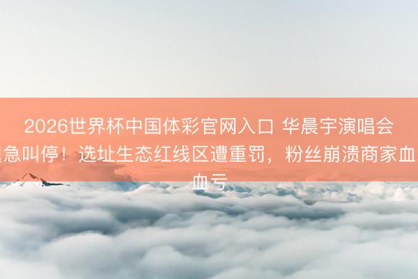 2026世界杯中国体彩官网入口 华晨宇演唱会遑急叫停！选址生态红线区遭重罚，粉丝崩溃商家血亏