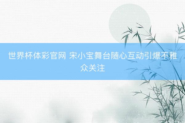 世界杯体彩官网 宋小宝舞台随心互动引爆不雅众关注