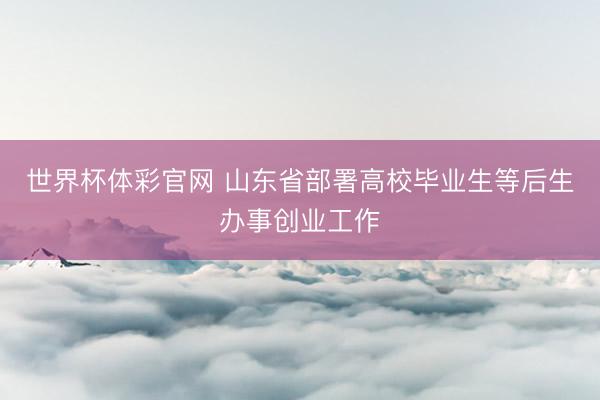 世界杯体彩官网 山东省部署高校毕业生等后生办事创业工作