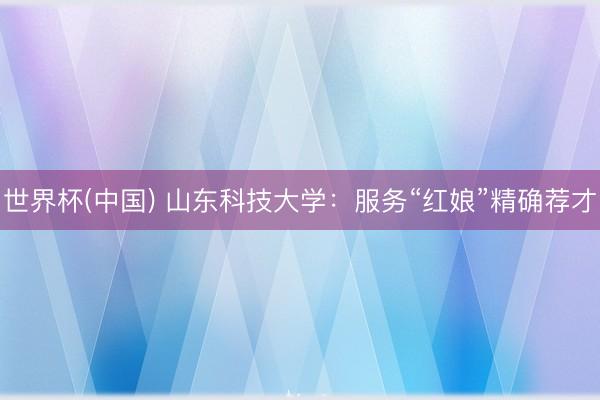 世界杯(中国) 山东科技大学：服务“红娘”精确荐才