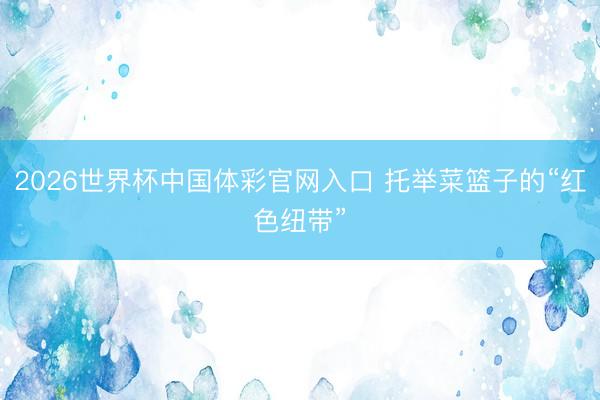 2026世界杯中国体彩官网入口 托举菜篮子的“红色纽带”