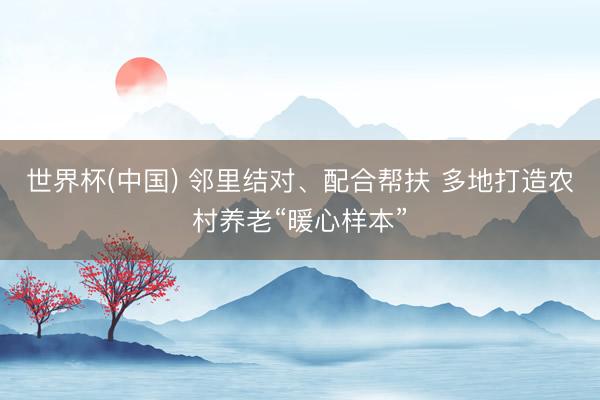 世界杯(中国) 邻里结对、配合帮扶 多地打造农村养老“暖心样本”