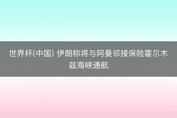 世界杯(中国) 伊朗称将与阿曼邻接保险霍尔木兹海峡通航