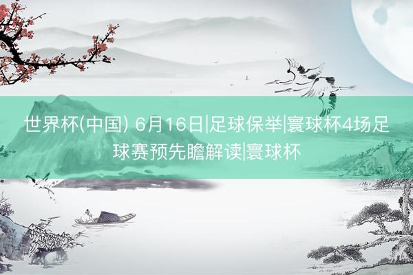 世界杯(中国) 6月16日|足球保举|寰球杯4场足球赛预先瞻解读|寰球杯