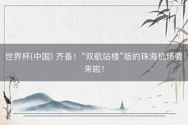 世界杯(中国) 齐备！“双航站楼”版的珠海机场要来啦！